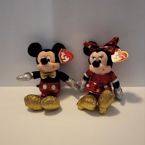 Mickey and Minnie beanie babies